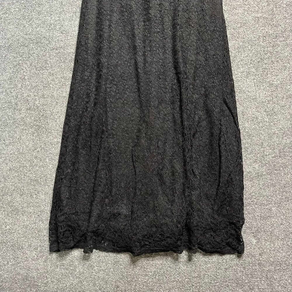 Harlow Womens Nites Black A Line Dress Lace Formal Evening Maxi Sleeveless 4 - Picture 6 of 8